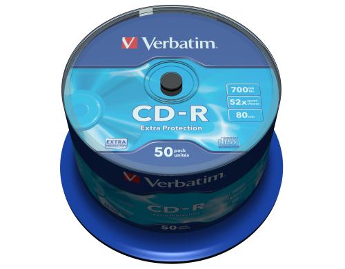 Verbatim CD-R 52x 80Min/700MB 50er Spindel Bis 52-fach, m.Logo/n.bedruckbar
