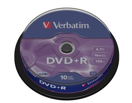 Verbatim DVD+R Medien 4.7GB, 16x,10 Spindel n.bedruckbar / mit Logo