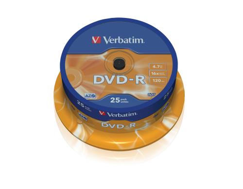 Verbatim DVD-R Medien 4.7GB,16x,25er Spind n.bedruckbar / mit Logo / Scratch Resistant