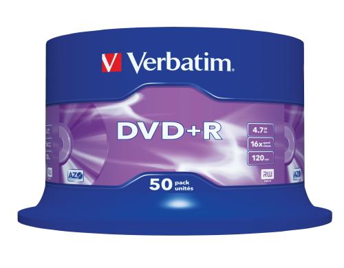 Verbatim DVD+R Medien 4.7GB,16x,50er Spind n.bedruckbar / mit Logo, Scratch Resistant