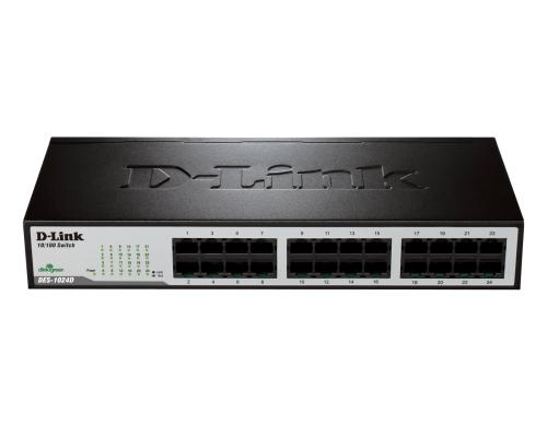 D-Link DES-1024D: 24Port Switch, 100Mbps Kit für 19, Auto-Uplink, lüfterlos