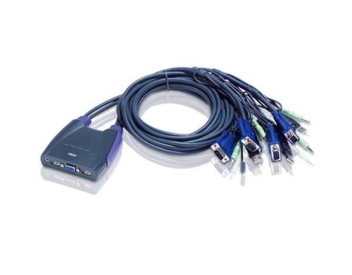 Aten CS64US: USB VGA KVM Switch,4Port,Audio USB 2.0, eingebaute Kabel, 2x 0.9/1.2m