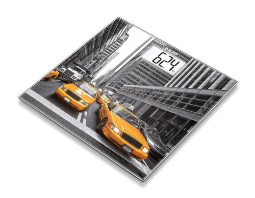 Beurer Personenwaage Glas GS203 New York weisse LCD-Beleuchtung, grosse Anzeige