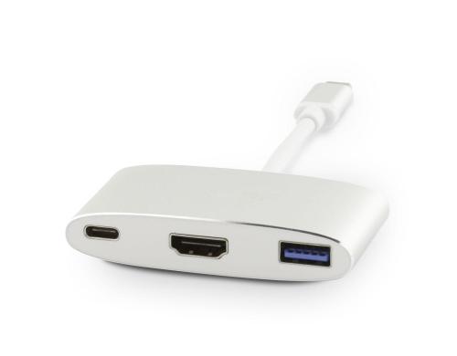 LMP USB-C 3.1 zu HDMI&USB3.0 Adapter Aluminium Gehuse, silber,inkl. USB-C Laden