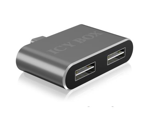 ICY BOX IB-HUB1201-C, 2x USB2.0 Hub USB 2.0 Type-C auf 2x Type-A (Buchse)