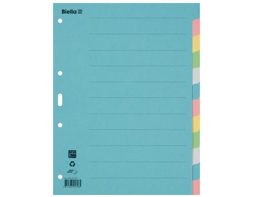 Biella Register Karton A4 12teilig, 4Loch blau,rosa,gelb,grn,grau, 1 Stck