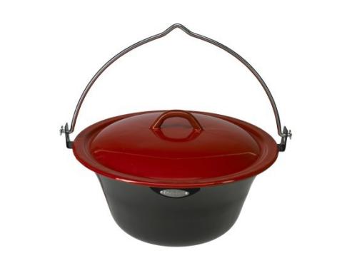 Bon-fire Grilltopf mit Deckel 6L emailliert, schwarz, rot