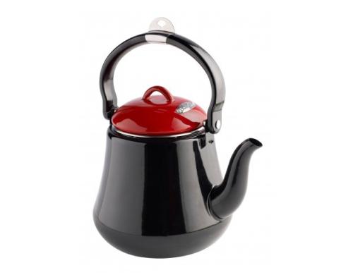Bon-fire Kaffe-/Teekanne emailliert, schwarz, rot