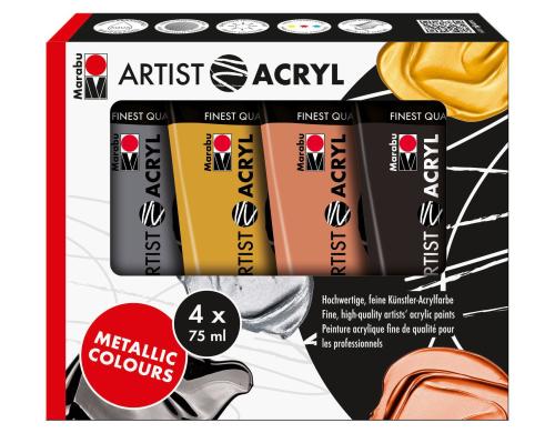 Marabu Artist Acryl 4 x 75ml Metallic Farben