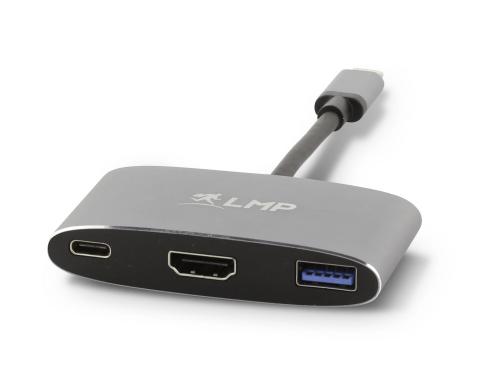 LMP USB-C 3.1 zu HDMI&USB3.0 Adapter Aluminium Gehuse, USB-C Laden, spacegrau