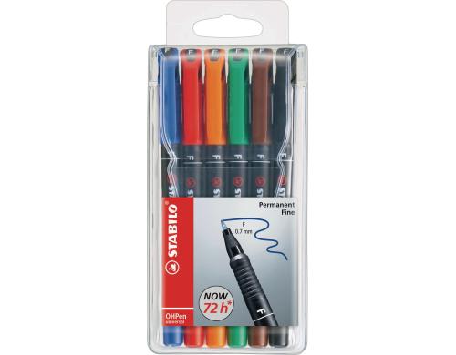 Stabilo OHPen universal Fein 6er Etui wasserfest, Strichbreite ca. 0.7mm