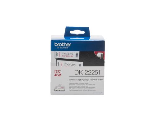 Brother P-touch DK-22251 Endlos-Etiketten Papier 62mm x 15.24m, Schrift: schwarz & ro