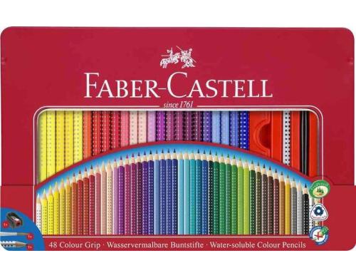 FABER-CASTELL Buntstifte COLOUR GRIP 48er Metalletui, dreieckig, farbig lackiert