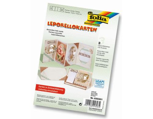 Folia Leporellos Karten 300g/m2 3 Stck, 10.5 x 15.5, perlweiss