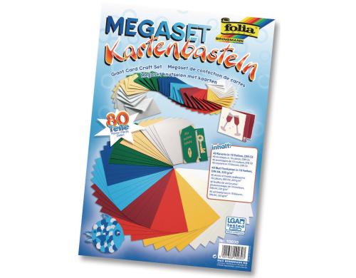 Folia Megaset Kartenbasteln 40 Tonkartons A4 und Couverts A6, 10 Farben