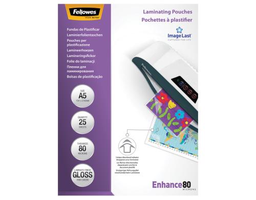 Fellowes Laminierfolien A5, 80 Mikron 25 Stck, 154x216mm