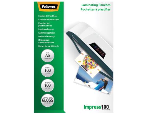 Fellowes Laminierfolien A5, 100 Mikron 100 Stck, 154x216mm