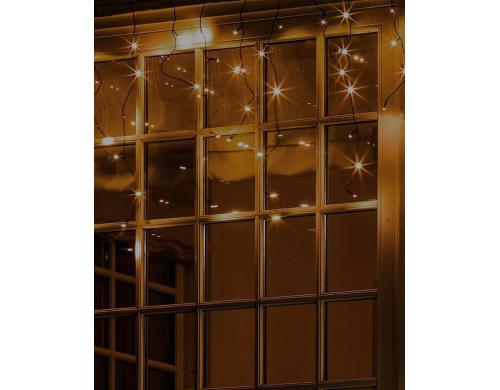 Sirius LED Lichtervorhang Top Line, 100 LED Starter Set Eiskristall, schwarz