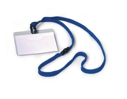 Durable Namensschild m. Textilband 60x90mm blau, Pack  10 Stck