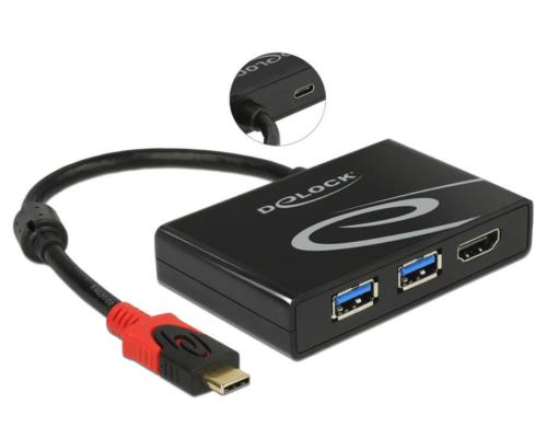 Delock USB 3.1 Gen1 Adapter Type-C Stecker 2x USB Typ-A + 1x HDMI Buchse
