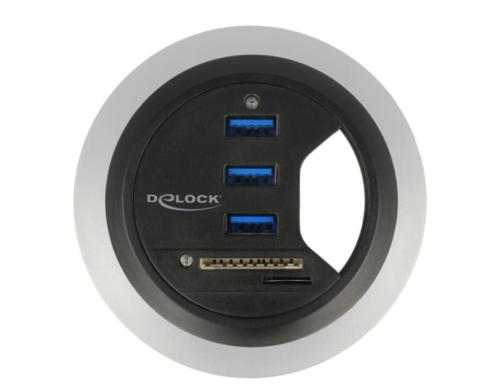 Delock Tisch-Hub 3 Port USB3.0+2 CardReader USB Typ-A Busche, 1SD Slot, 1Micro SD Slot