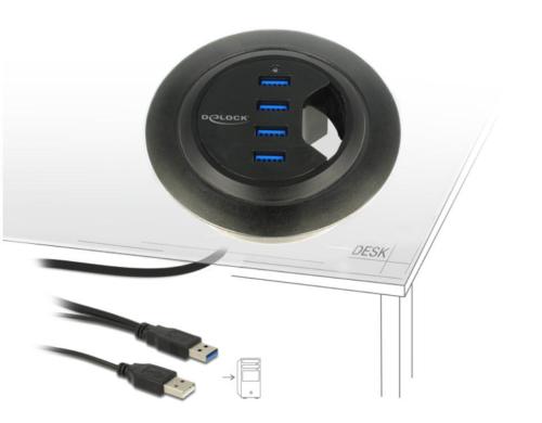 Delock Tisch-Hub 4 Port USB 3.0 4x USB 3.0 Typ-A Busche