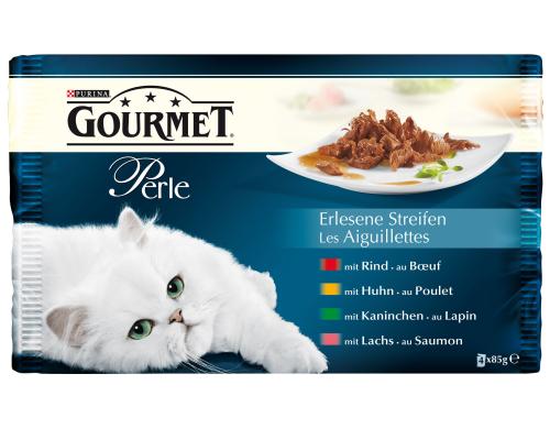 Gourmet Perle Lachs, Rind, Huhn, Kaninchen 4x85g