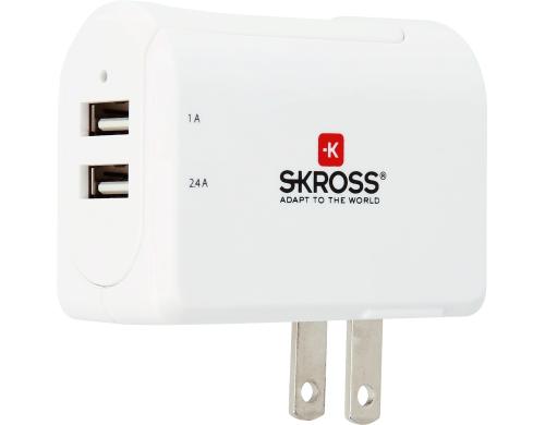 SKROSS USA USB Charger 2 Port 5V - 4800mA, 100-250V Eingangsspannung