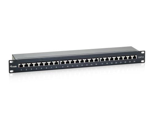 equip 19 Patchpanel: 24 Port, 1HE, schwarz Cat.6, zu 19 Serverschrank