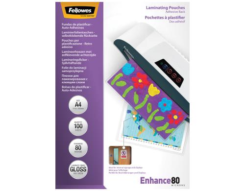 Fellowes selbskleb. Laminierf. A4, 80 Mikr. 100 Stck, 216x303mm