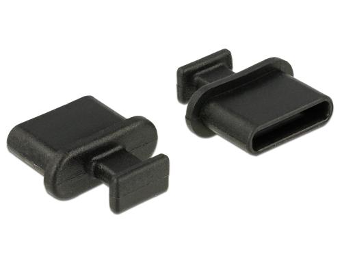 Delock USB-Typ-C Staubschutz, 10 Stck Zum Schutz von USB-Ports, schwarz,mit Griff