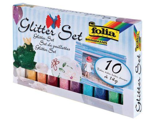 Folia Glitterset Pulver bunt Set mit 10 Tuben  14g