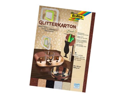 Folia Glitterkarton Classic 5 Blatt  300g/m2, 24x34cm