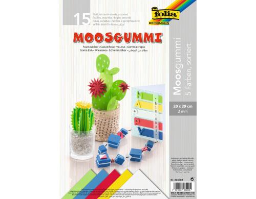 Folia Moosgummi-Set 5 Farben 10 Bogen  20x29cm, 5 Farben