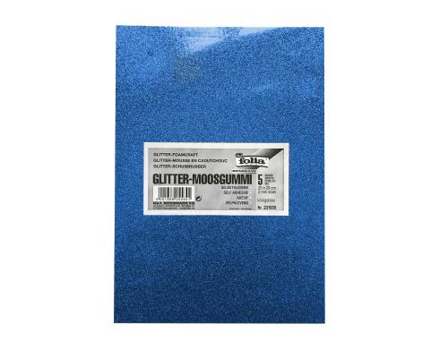 Folia Moosgummi Glitter knigsblau 5 Bogen  20x29cm, selbstklebend