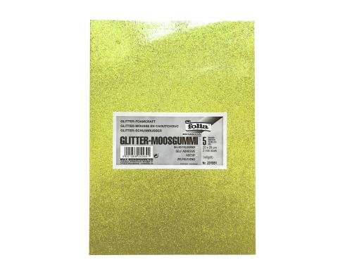 Folia Moosgummi Glitter hellgrn 5 Bogen  20x29cm, selbstklebend