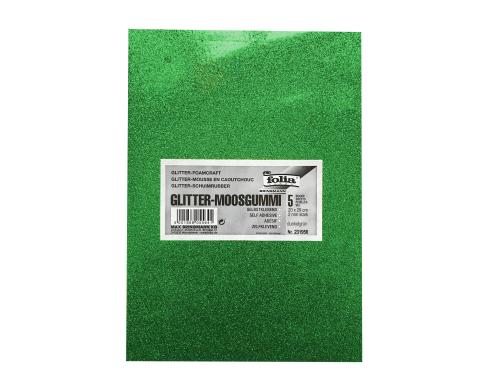 Folia Moosgummi Glitter dunkelgrn 5 Bogen  20x29cm, selbstklebend