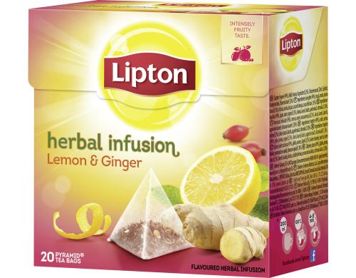 Lipton Teebeutel Lemon Ginger 20 Teebeutel, Frchtetee