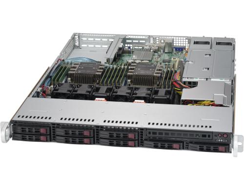Supermicro 1029P-WTR: 2x Xeon Scalable bis 1.5 TB RAM, 8x 2.5 SATA, red NT