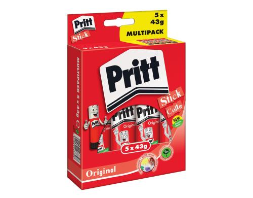 Pritt Klebestift 43g multi 5er Pack klebt Papier, Karton, Stoff, Filz, Fotos