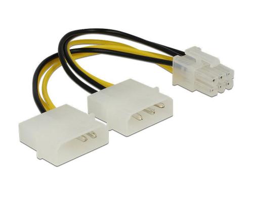 Grafikkarten PCI-Express Stromadapter 15cm, 2x 5.25 Molex auf 1x 6Pin