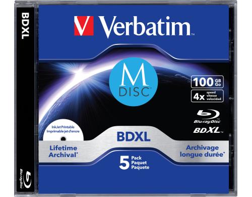 Verbatim BD-R M-DISC 100GB 1er Pack bis 4-fach, bedruckbar, Jewelcase