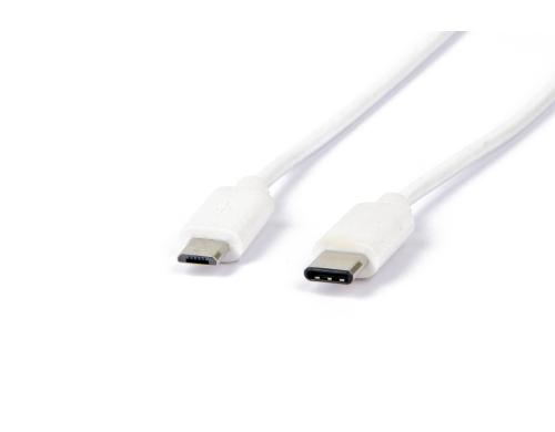 LMP USB2.0 TypC -  MicroB Kabel, 1m 480Mbps, weiss, bis 3A Strom