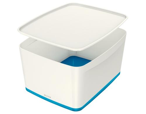 Leitz MyBox Gross mit Deckel weiss/blau, Aufbewahrungsbox , 18 Liter