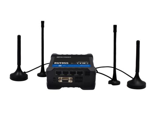 Teltonika LTE Dual-SIM Industrierouter RUT955NG, 4x LAN, WLAN, LTE&WLAN&GPS-Ant.