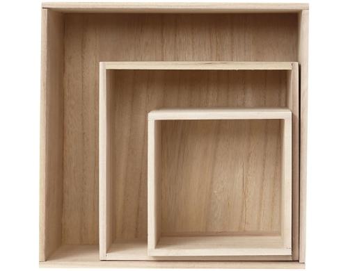 Creativ Company Holzksten-Set Quadrat 3 Stck, 15 x 15, 21 x 21 und 28 x 28 cm