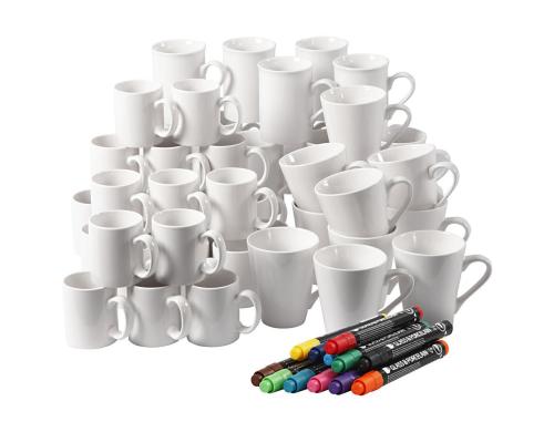 Creativ Company Porzellantassen 48 Tassen, 12 Porzellanmalstifte
