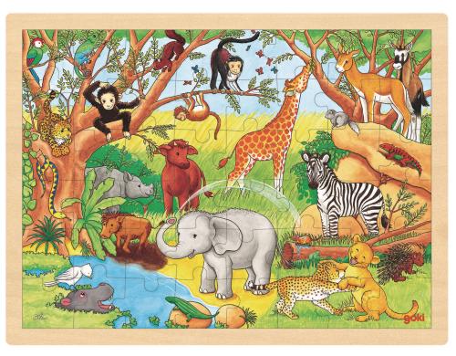Einlegepuzzle Afrika 40 x 30 x 0,8 cm, Sperrholz, 48 Teile,