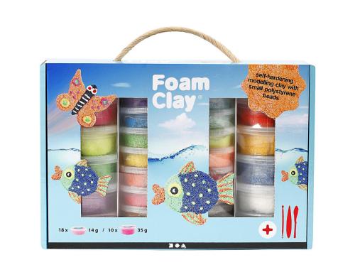 Creativ Company Foam Clay Set 10 x 35 g, 18 x 14 g, Modellierwerkzeug