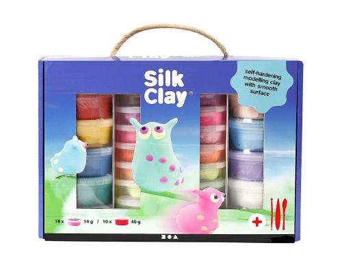 Creativ Company Silk Clay Set 10 x 40 g, 18 x 14 g, Modellierwerkzeug
